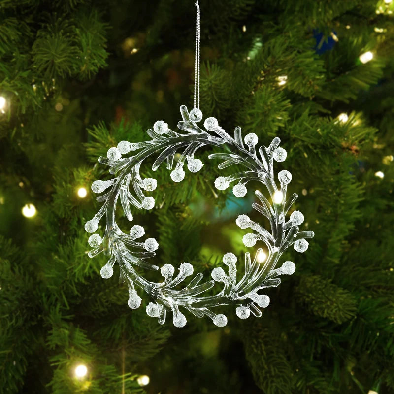 Xmas Tree Transparent Snowflake Hanging Ornaments