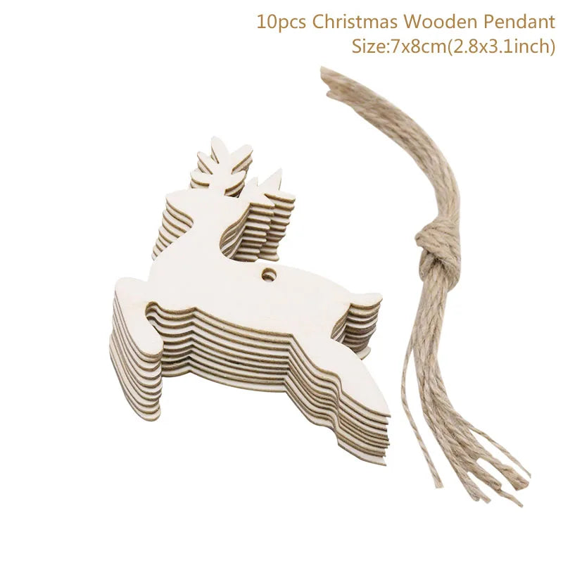 10pcs/lot Wooden Christmas Tree Hanging Ornament