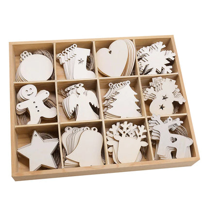 10pcs/lot Wooden Christmas Tree Hanging Ornament