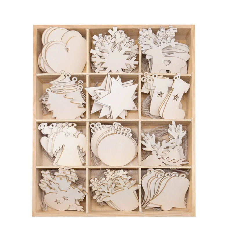 10pcs/lot Wooden Christmas Tree Hanging Ornament