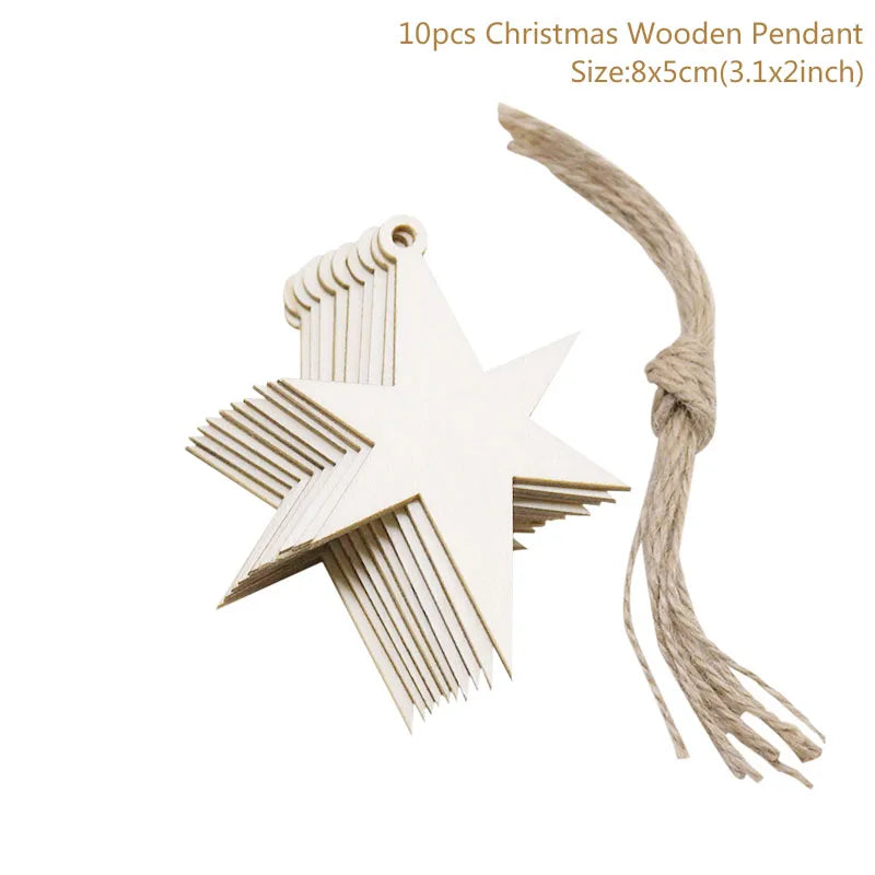 10pcs/lot Wooden Christmas Tree Hanging Ornament
