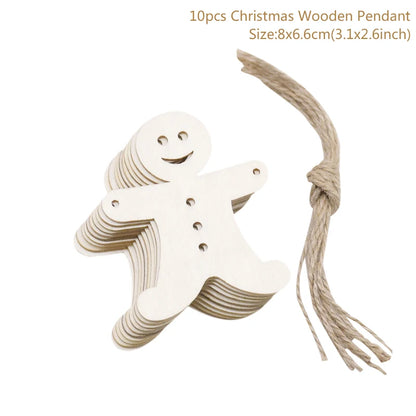 10pcs/lot Wooden Christmas Tree Hanging Ornament