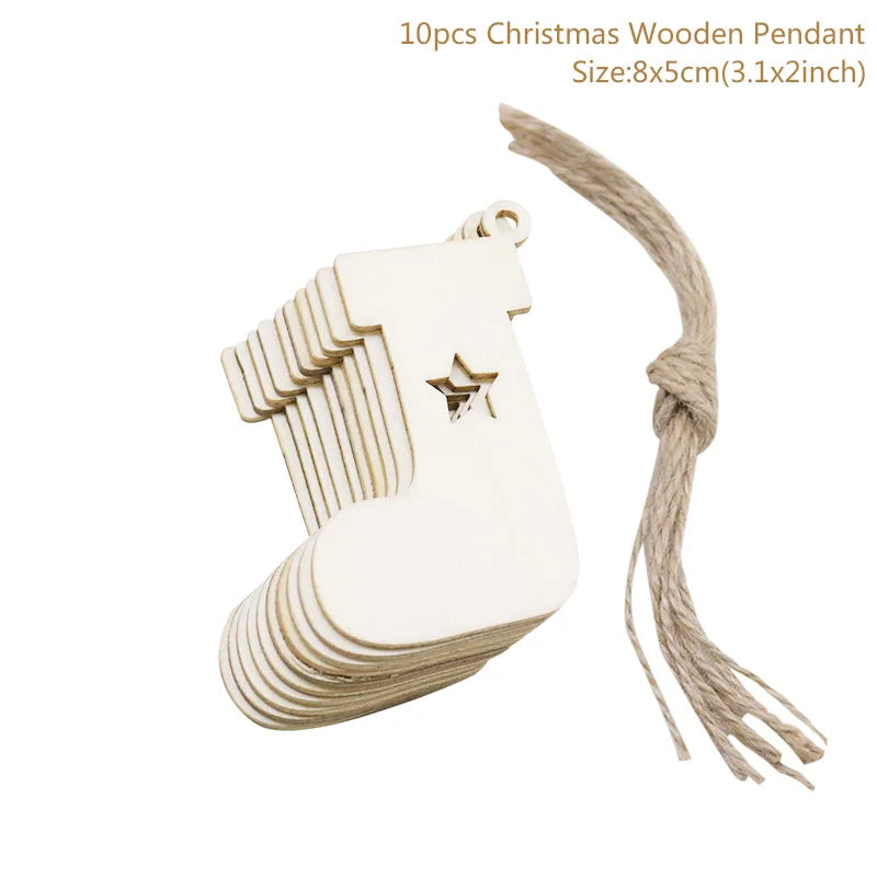 10pcs/lot Wooden Christmas Tree Hanging Ornament