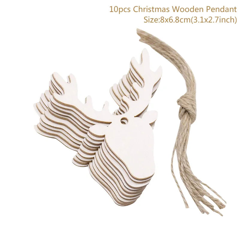 10pcs/lot Wooden Christmas Tree Hanging Ornament