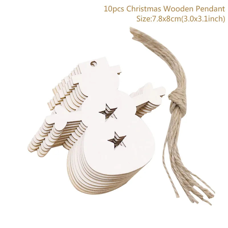 10pcs/lot Wooden Christmas Tree Hanging Ornament