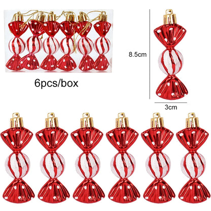 6pcs/box Christmas Candy Pendant Xmas Tree Hanging Ornaments