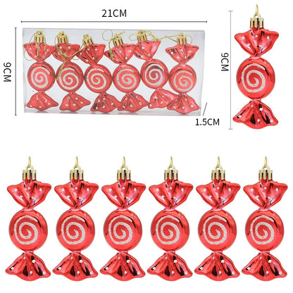 6pcs/box Christmas Candy Pendant Xmas Tree Hanging Ornaments