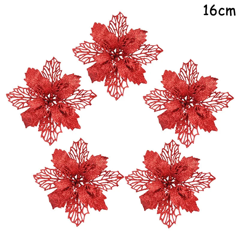 5Pcs Christmas Red Berry Articifial Flower Pine