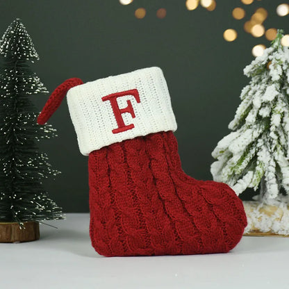 Name Letter Christmas Socks Red Snowflake