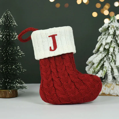 Name Letter Christmas Socks Red Snowflake