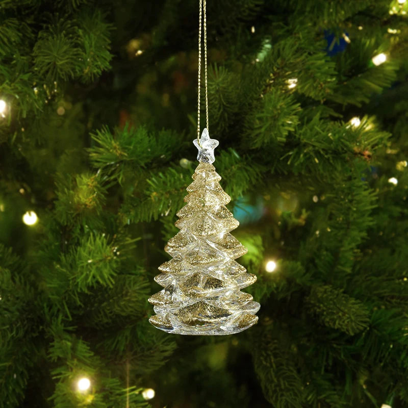 Xmas Tree Transparent Snowflake Hanging Ornaments