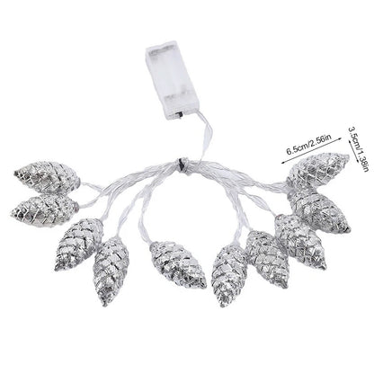 1.6M 10LED Pine Cone String Lights Christmas Tree Hanging