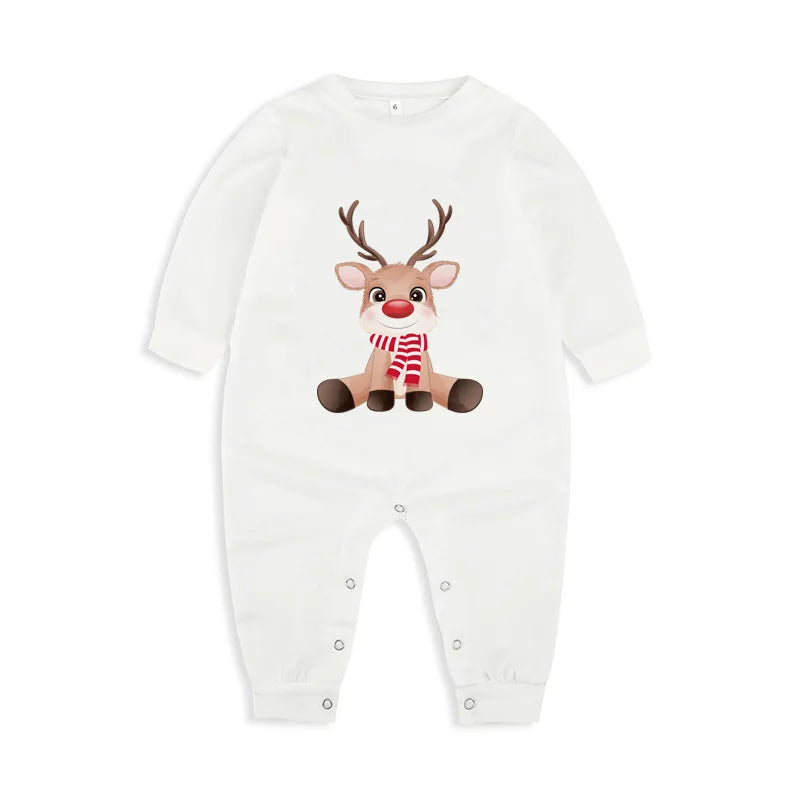 New Elk Print Christmas Pajamas Mother Father Kids Matching Clothing Set