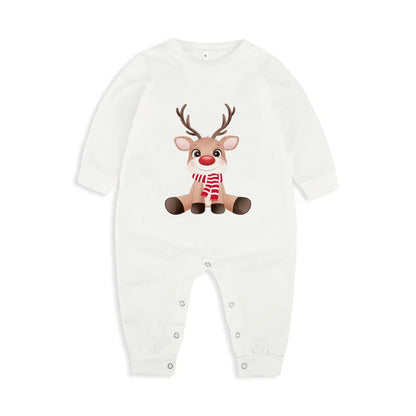 New Elk Print Christmas Pajamas Mother Father Kids Matching Clothing Set