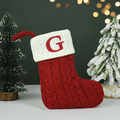 Name Letter Christmas Socks Red Snowflake