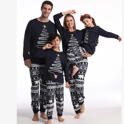 New Family Christmas Pajamas Mom Dad Kids Matching Clothing Set
