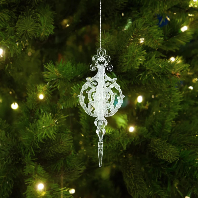 Xmas Tree Transparent Snowflake Hanging Ornaments