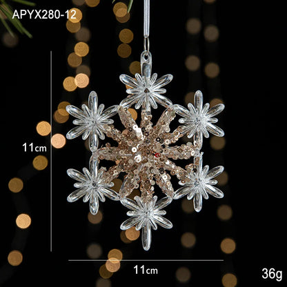 Acrylic Christmas Ornaments Transparent Snowflake Butterfly