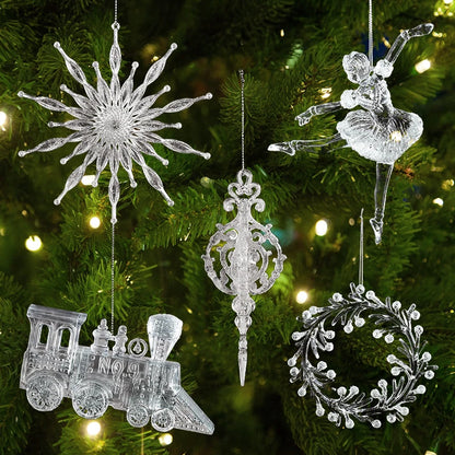 Xmas Tree Transparent Snowflake Hanging Ornaments