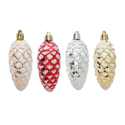 5Pcs Christmas Painted Pine Cone Balls Hanging Pendants