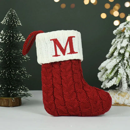 Name Letter Christmas Socks Red Snowflake
