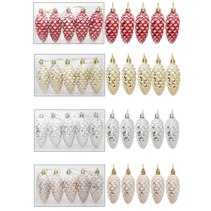 5Pcs Christmas Painted Pine Cone Balls Hanging Pendants