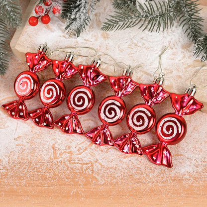 6pcs/box Christmas Candy Pendant Xmas Tree Hanging Ornaments