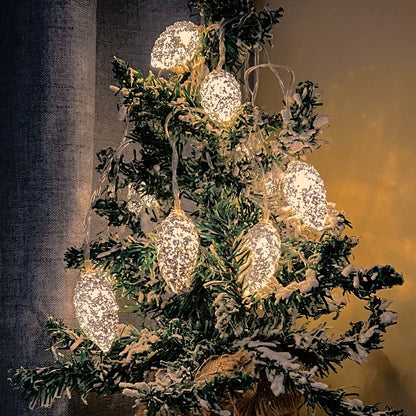 1.6M 10LED Pine Cone String Lights Christmas Tree Hanging