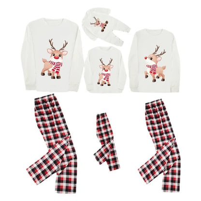 New Elk Print Christmas Pajamas Mother Father Kids Matching Clothing Set