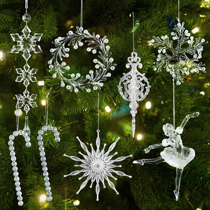 Xmas Tree Transparent Snowflake Hanging Ornaments