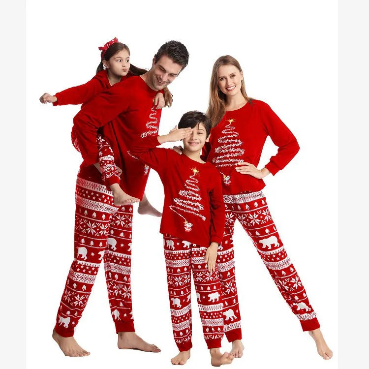 New Family Christmas Pajamas Mom Dad Kids Matching Clothing Set