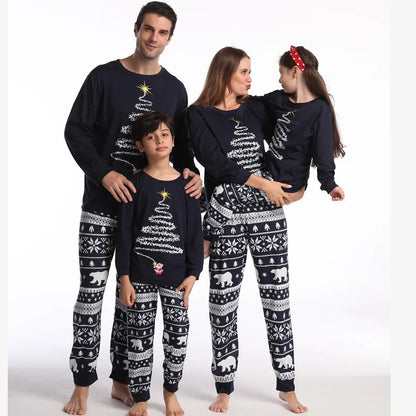 New Family Christmas Pajamas Mom Dad Kids Matching Clothing Set