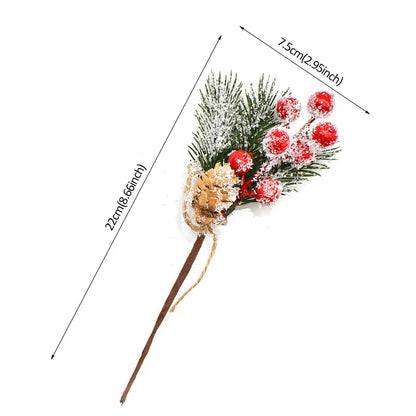 5Pcs Christmas Red Berry Articifial Flower Pine