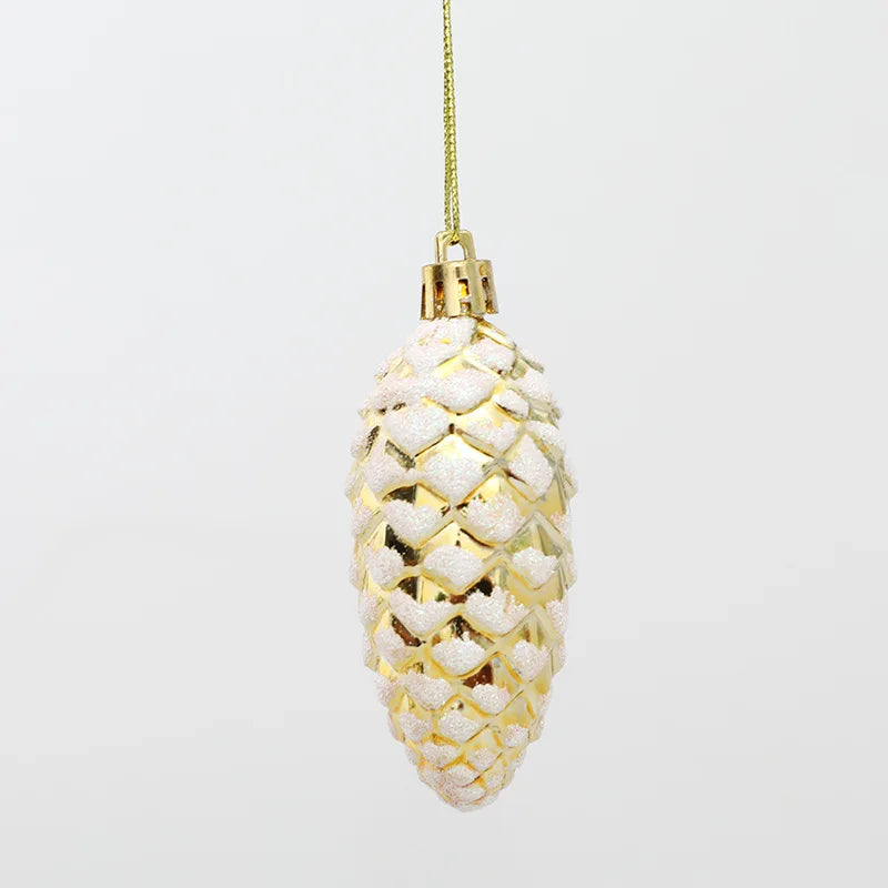 5Pcs Christmas Painted Pine Cone Balls Hanging Pendants