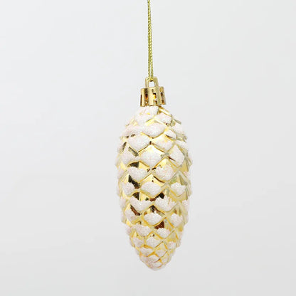 5Pcs Christmas Painted Pine Cone Balls Hanging Pendants
