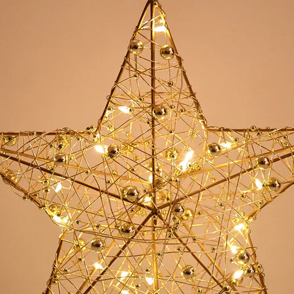 LED Light Christmas Tree Star Topper with Pearl Wire
