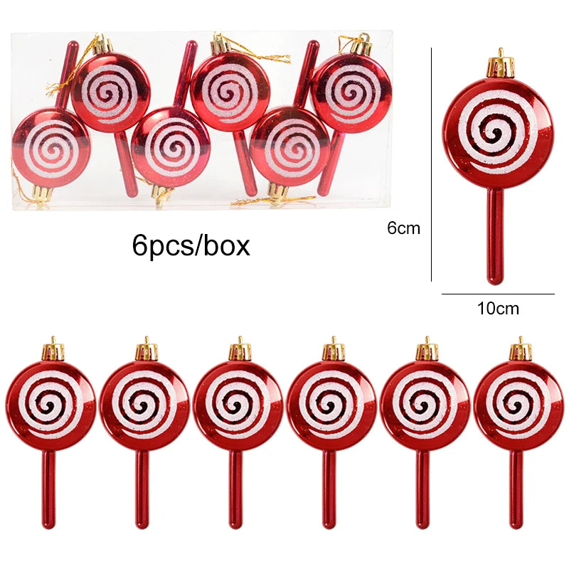 6pcs/box Christmas Candy Pendant Xmas Tree Hanging Ornaments