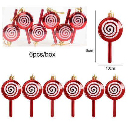 6pcs/box Christmas Candy Pendant Xmas Tree Hanging Ornaments