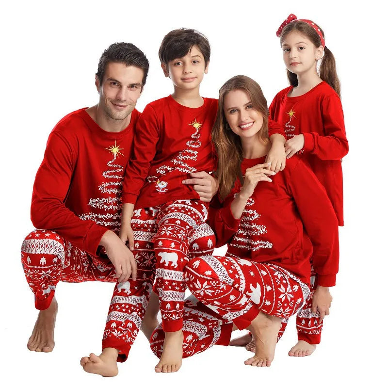 New Family Christmas Pajamas Mom Dad Kids Matching Clothing Set