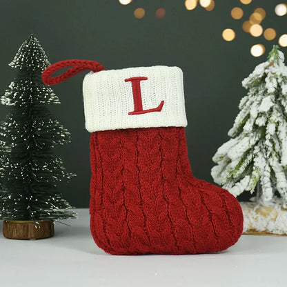 Name Letter Christmas Socks Red Snowflake