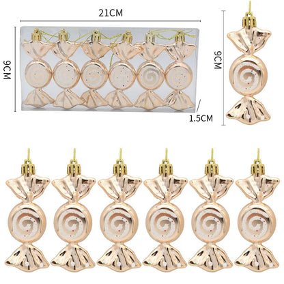 6pcs/box Christmas Candy Pendant Xmas Tree Hanging Ornaments