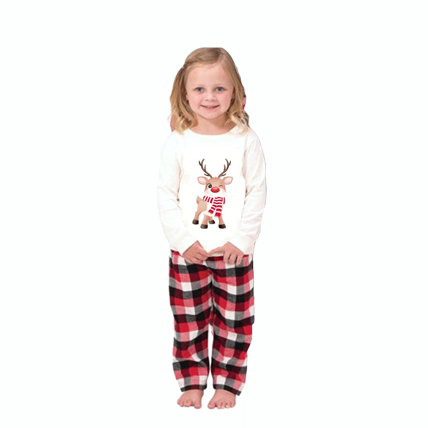 New Elk Print Christmas Pajamas Mother Father Kids Matching Clothing Set