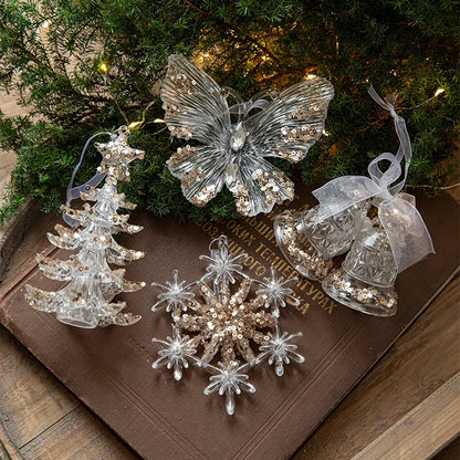 Acrylic Christmas Ornaments Transparent Snowflake Butterfly