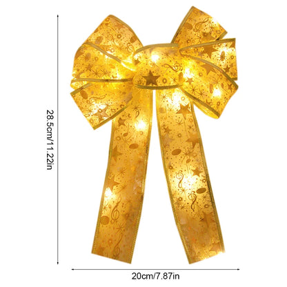 Xmas Tree LED Light Bow Ribbon Christmas Decorations