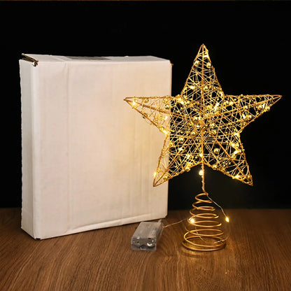 LED Light Christmas Tree Star Topper with Pearl Wire
