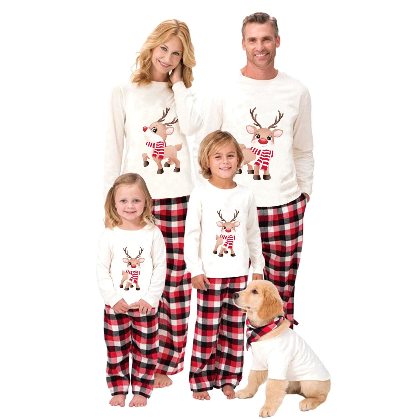 New Elk Print Christmas Pajamas Mother Father Kids Matching Clothing Set