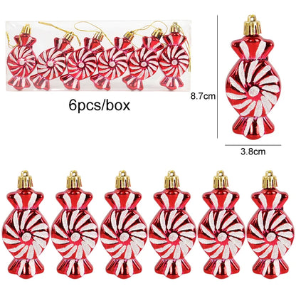 6pcs/box Christmas Candy Pendant Xmas Tree Hanging Ornaments