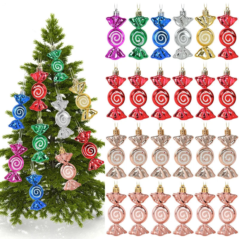 6pcs/box Christmas Candy Pendant Xmas Tree Hanging Ornaments