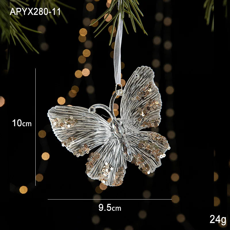 Acrylic Christmas Ornaments Transparent Snowflake Butterfly