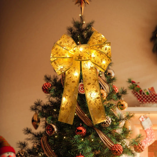 Xmas Tree LED Light Bow Ribbon Christmas Decorations